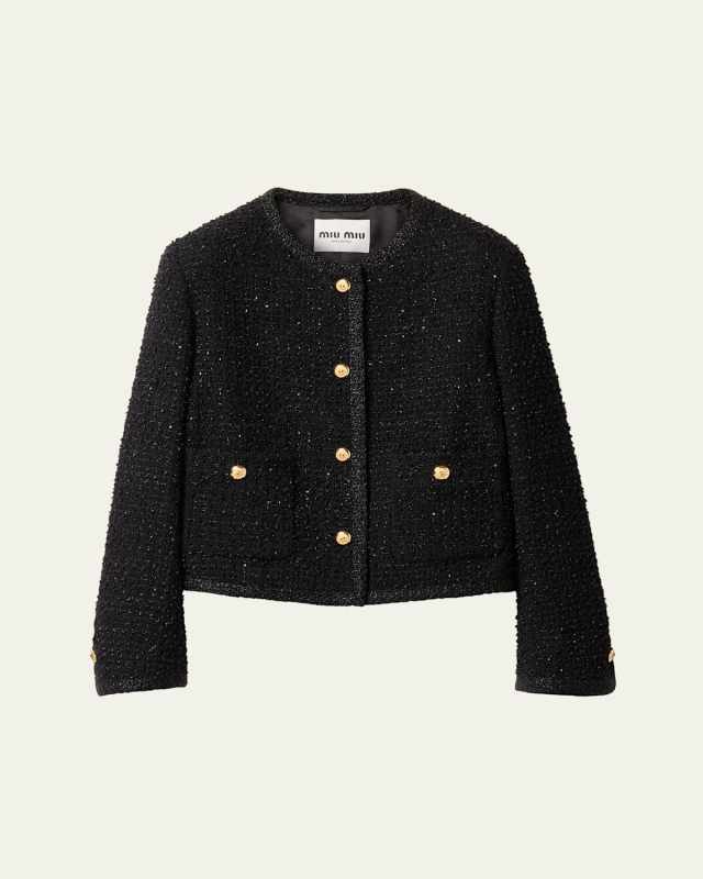 Metallic Wool Cropped Jacket